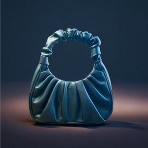 Ruched Hobo handbag black 10.5x9.5”